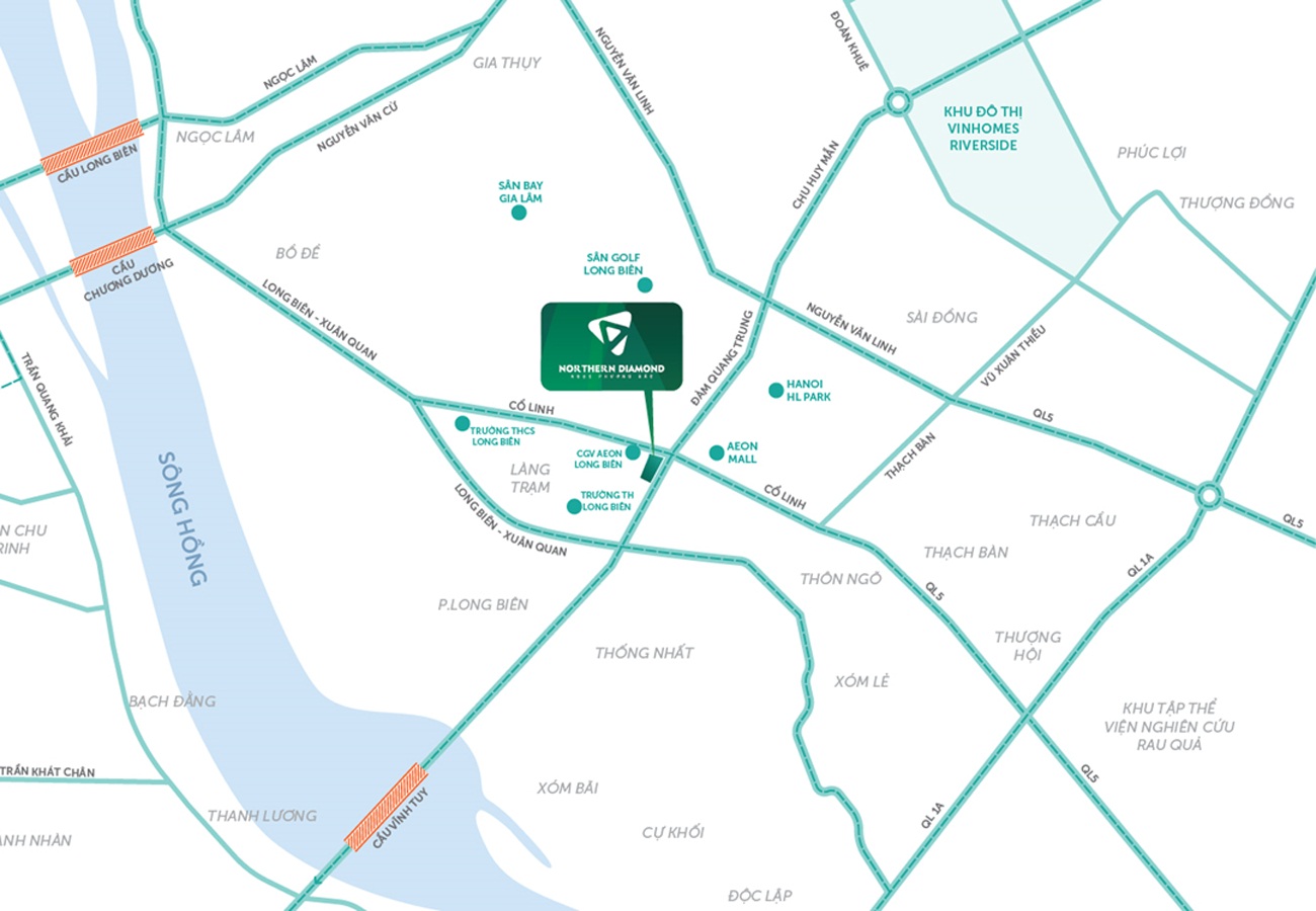 vị trí dự án The Magnolia cổ linh long biên