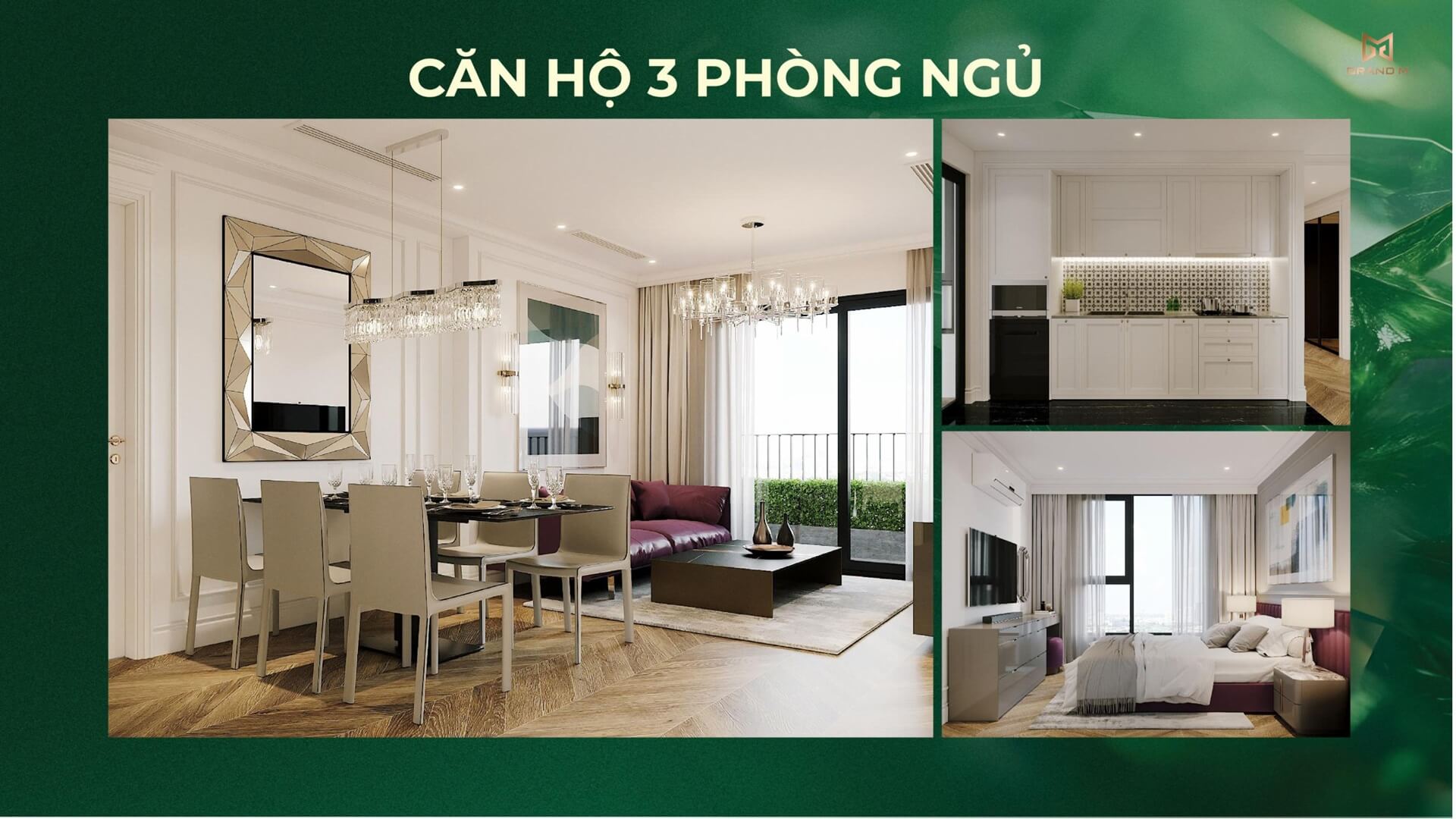 nội thất căn hộ 3 phòng ngủ dự án The Magnolia long biên