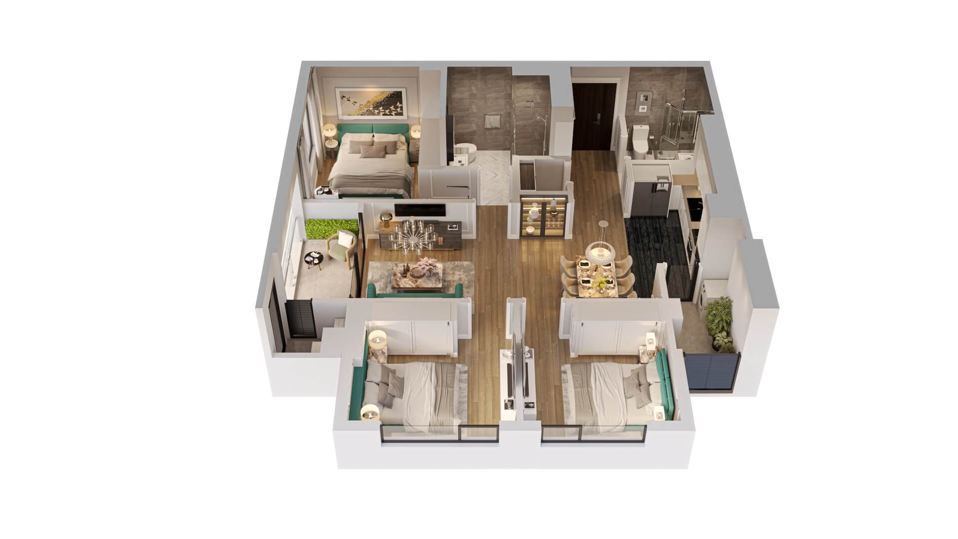 thiết kế căn hộ The Magnolia long biên