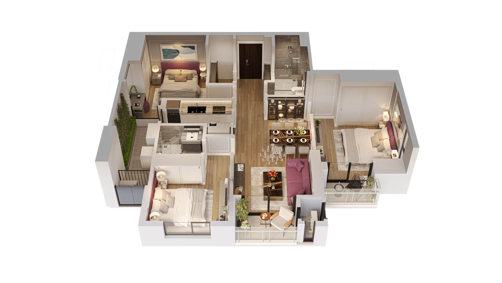 thiết kế căn hộ The Magnolia long biên