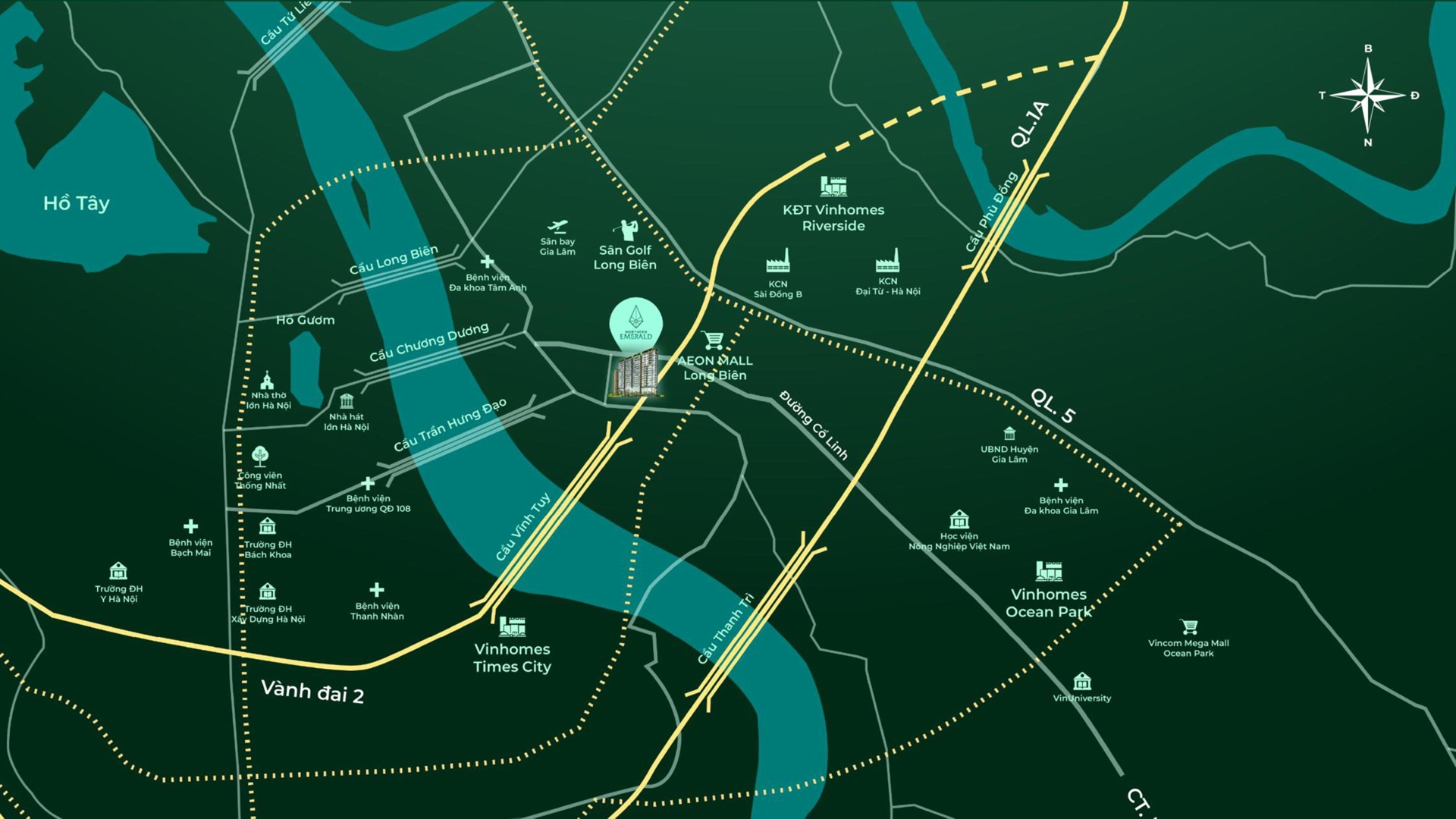 vị trí dự án The Magnolia cổ linh long biên