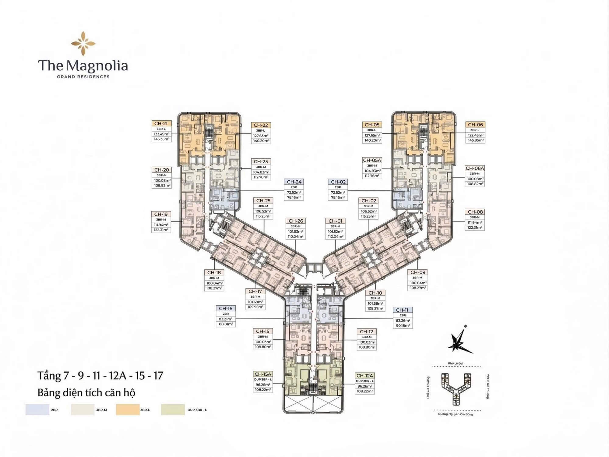 mặt bằng dự án the magnolia private residences long biên