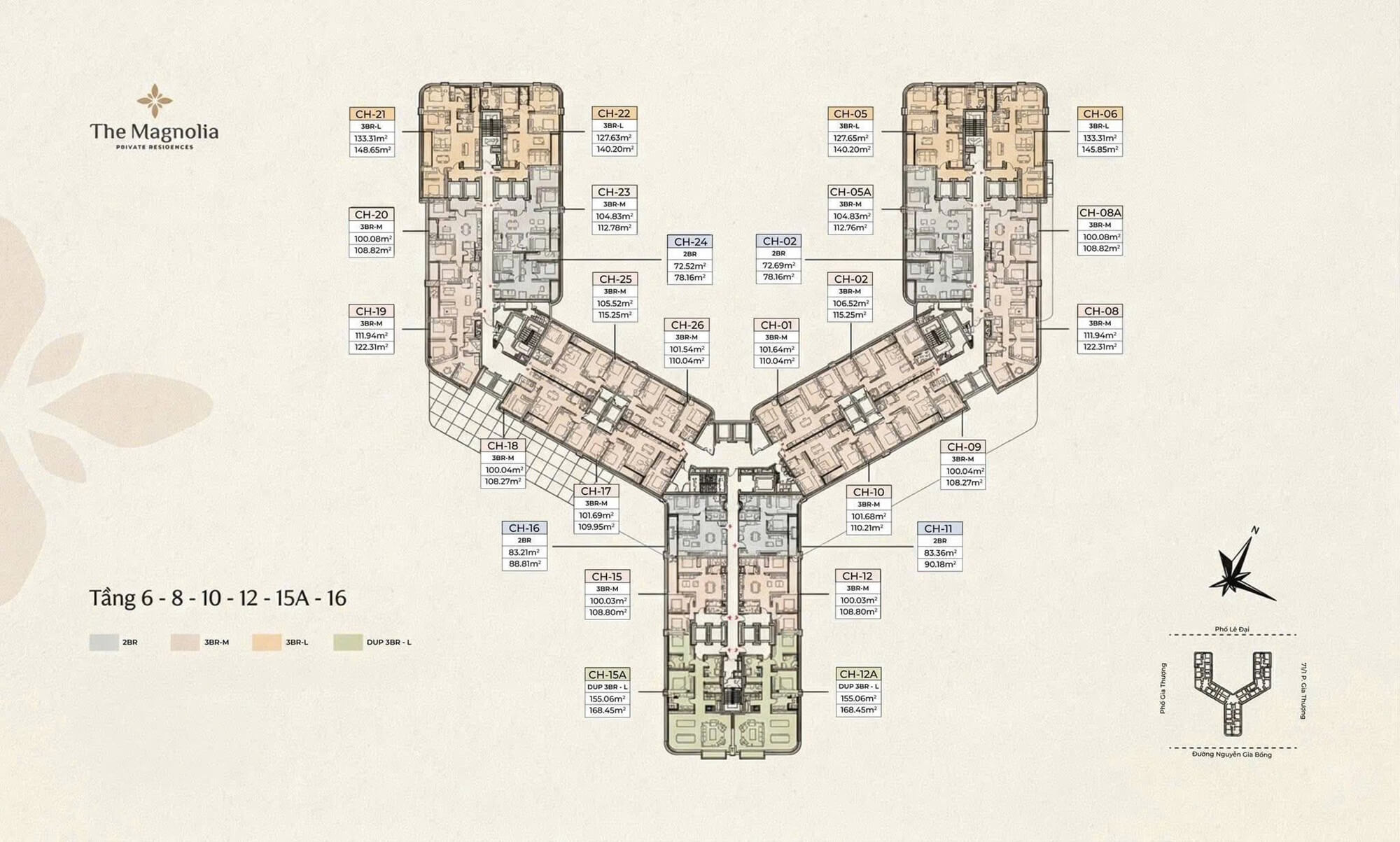 mặt bằng dự án the magnolia private residences long biên